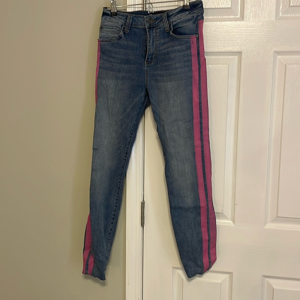 Kut from the Kloth pink striped jeans